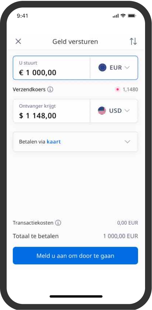 Afbeelding met het oorspronkelijke overboekingsscherm en de oorspronkelijke verzendkoers